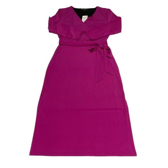 INC International Concepts Midi Dress Autumn Berry Surplice V Neck Belt Small - Picture 8 of 12